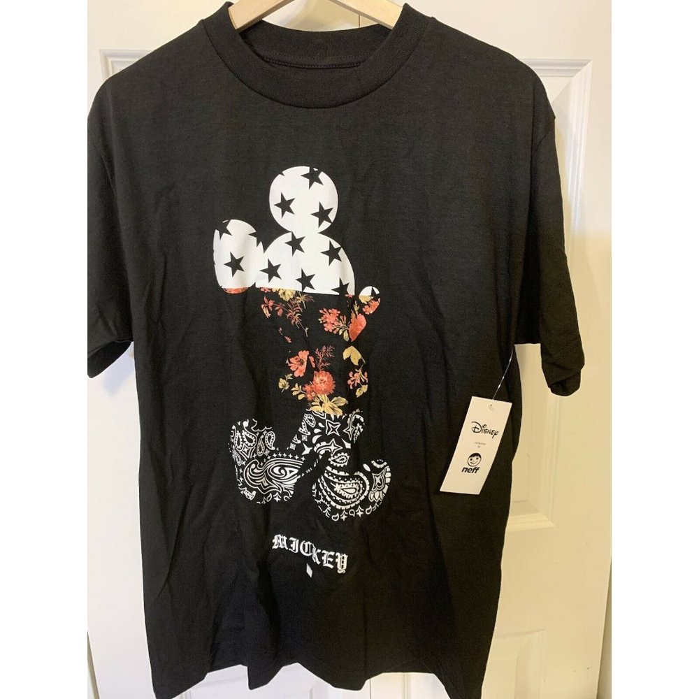 New Disney NEFF MICKEY M28 Men’s Sz M‎ T-SHIRT Black NWT